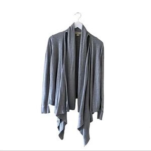 Michael Kors Gray Asymetrical Long Sleeves Knit Drape Open Front Cardigan L